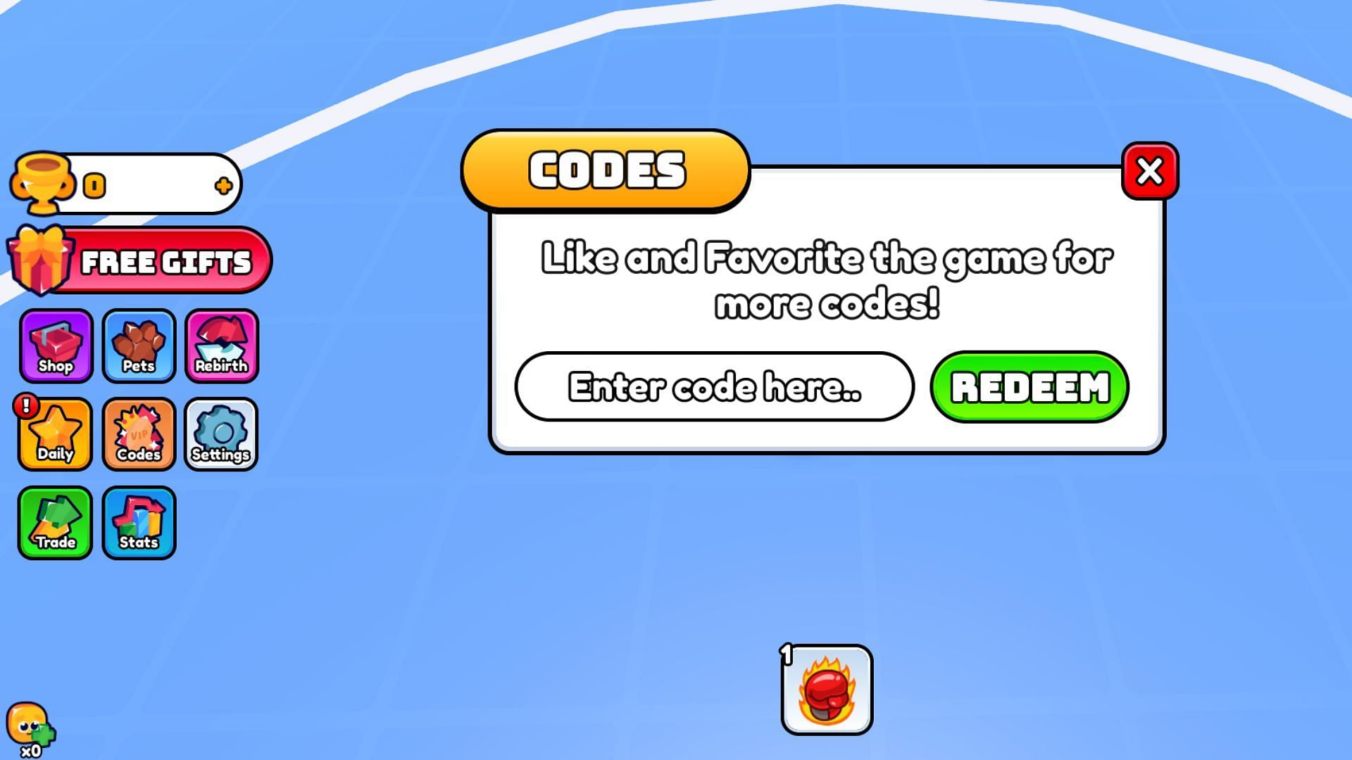 Redeem codes in Schoolboy Evolution (Image via Roblox)